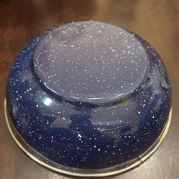 Vintage Blue white speckled enamelware bowl - Picture 3 of 3